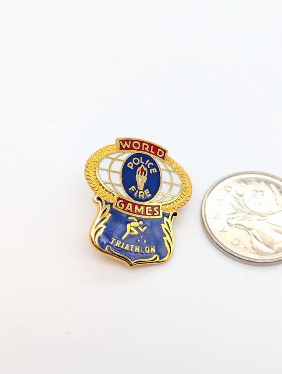 World Police & Fire Games Triathlon Enamel Brooch Pin