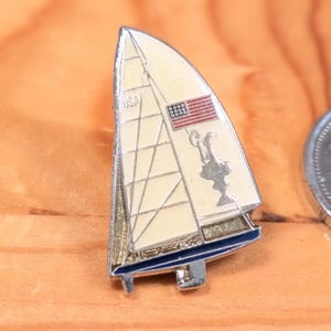 Cloisonne American Sailing Brooch Pin Unique Rare Hat Pin Lapel Pin Vintage Pin Retro Pin Enamel Pin