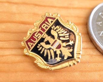 Vintage Austria Coat of Arms Brooch - Enamel Lapel Pin