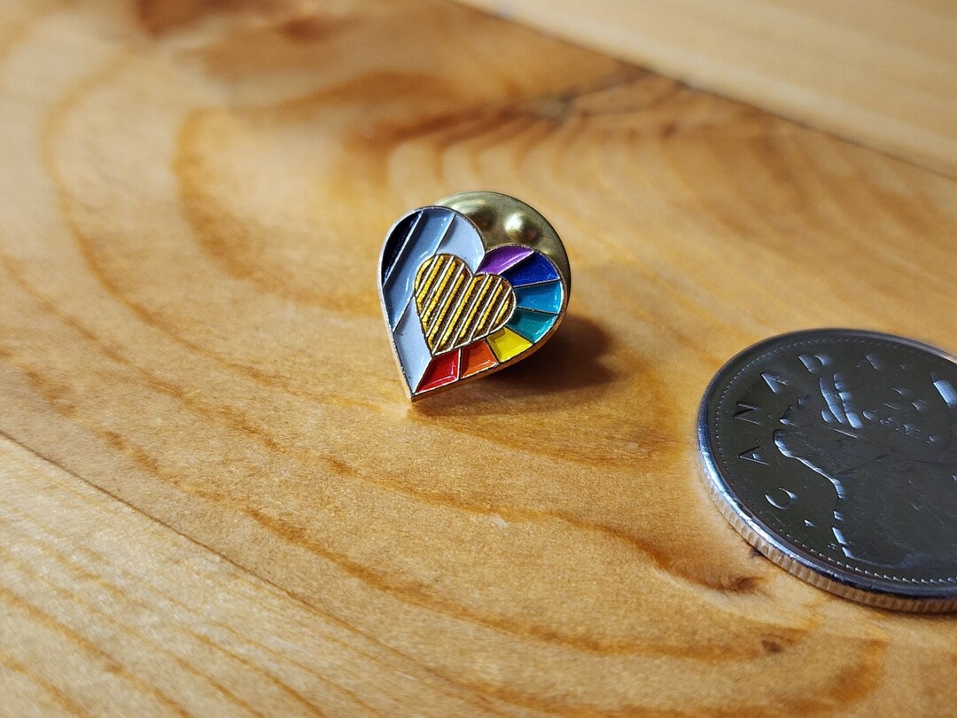 Vintage Rainbow Heart Enamel Pin - Pride Brooch - Etsy
