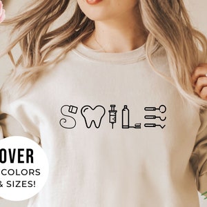 Sweat de dentiste pour cadeau d&#39;assistant dentaire - pull d&#39;hygiéniste dentaire pour elle - Sweat d&#39;assistant dentaire - col rond étudiant pour elle