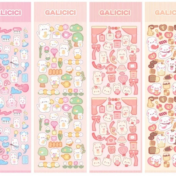 Cute Animals Holo Stickers Sheets Korean Style