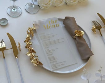 Frosted Acrylic Wedding Menu Card | Personalized Reception Menu | Luxury Wedding Table Decor