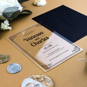 Quinceamaßa einladung, Hochzeitseinladung, Party Einladung, Acryl Einladung, Hochzeitskarte, Acryl Hochzeitseinladung mit rsvp