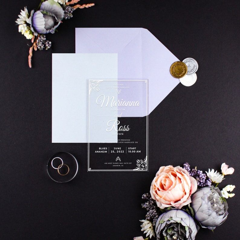 Acrylic Wedding Invitation With Stamp Wedding Invitation Etsy