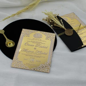 Islamic Wedding Invitation | Elegant Islamic Wedding Invitation | Personalized Nikkah Invite Card With Envelope And Seal