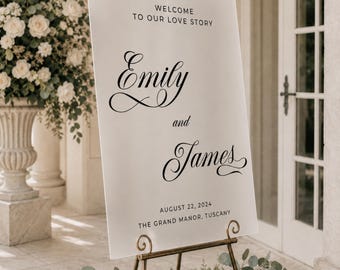 Frosted Acrylic Wedding Welcome Sign, Personalized Ceremony Entrance Board, Custom Names & Date, Modern Reception Decor