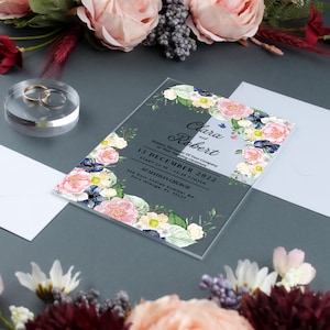 PERSONALIZE Acryl Hochzeitseinladung, Hochzeitskarte, Rsvp, Party Einladung, Acryl Einladung, Hochzeit Wachssiegel Stempel, klare Hochzeit