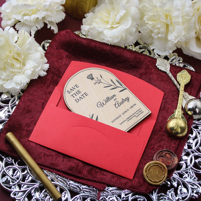 Floral Wood Save the Date Magnet: Rustic Wedding Invitation - Etsy