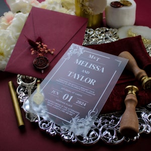 Rustic wedding invitation with qr code  | Clear invitations card | Wedding invitations cards and envelope | Quinceanera invites set