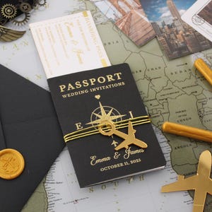 Convite e RSVP para quinceanera com passaporte | Convite para casamento com passaporte | Convite para casamento no destino