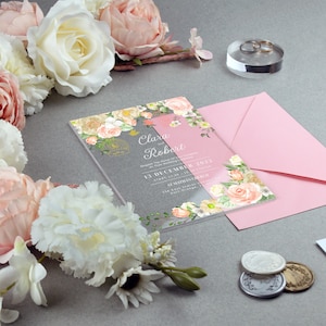 PERSONALİZE uitnodiging met stempel, acryl bruiloft uitnodiging met rsvp, uitnodiging monster, duidelijke bruiloft uitnodigen, elegante uitnodiging