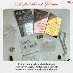 Mirror Gold Acrylic Wedding Invitation: Luxury Invitation Suite with RSVP Card, Wedding Details Insert and Floral Lined Envelope image 12