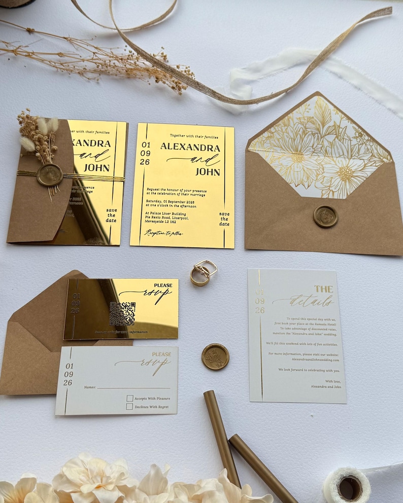 acrylic invite, wedding invitation, luxury invitations, mirror invitations, unique invitations, acrylic invitations