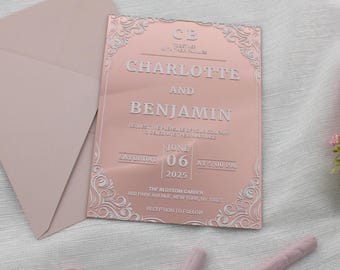 Acrylic Wedding Invitation: Custom Wax Seal, Gold Foil Quinceañera