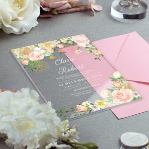Quitte Einladung, Hochzeitseinladung Set, Hochzeitskarte, Partyeinladung, Sweet 16 Einladung, klare Einladung, Hochzeitsumschlag