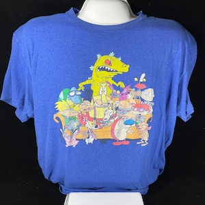 Nickelodeon Vintage 90er Jahre Cartoons Throwback T-Shirt Größe XXL 2XL Ren & Stimpy Hey Arnold Rugrats Echte Monster etc.