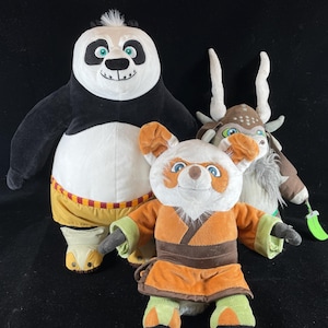 Dibujos animados de Kung Fu Panda Dreamworks Po Panda Bear Peluche grande de 16 pulgadas Maestro Shifu y Kai