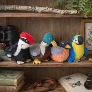 Vintage Realistic Plush Bird Set Cabin Decor Birdwatcher Gift Woodland Nursery