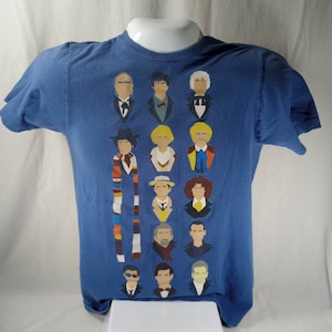 Dr. Doctor Who Blank Faces Graphic Tee t shirt t-shirt Medium Blue