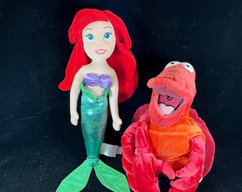 Disney Little Mermaid Plush Set: Ariel Doll & Sebastian Bean Bag