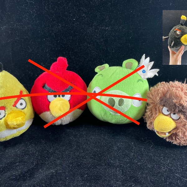 Peluche Angry Birds Green Pig King Crown 5 po. Commonwealth, rouge, Chuck jaune, Chewbacca Star Wars Frankenstein bombe noire 4 po.