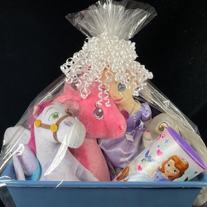 Canasta de regalo de Disney Sofia the First para niña de peluche de cumpleaños de Pascua