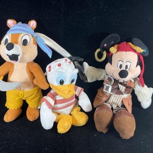 Lot 3 mini Beanie Disney plush Pirate Sailor Character Chip Chipmunk Donald Duck 10" Plush Stuffed Toy Chip & Dale Rescue Rangers