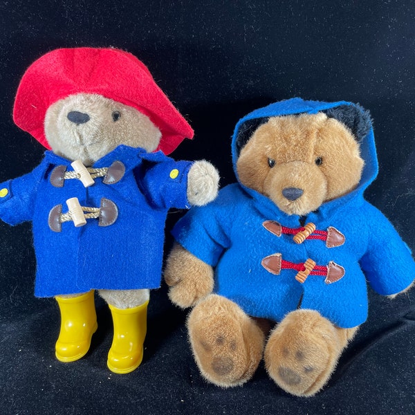 Paddington Bear Blue Raincoat pea coat and red hat Stuffed Plush 11 12 inch