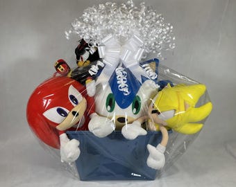 Sonic Character Easter Gift Basket Plush Bundle Hedgehog Toy Set