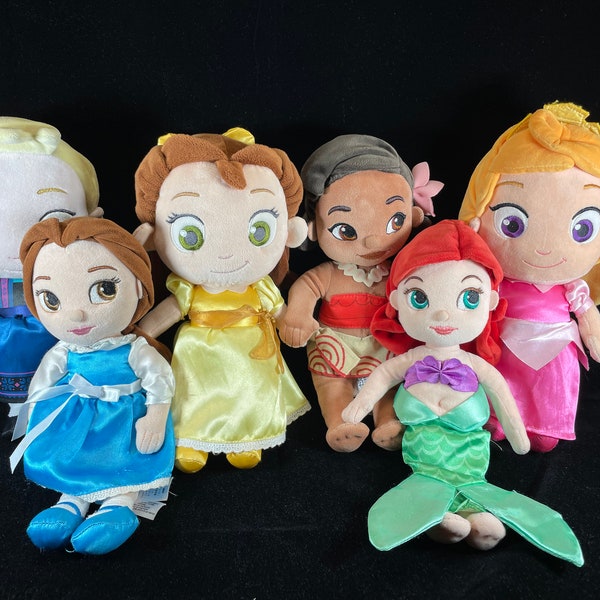 Disney Young Princess Baby Plush Aurora Sleeping Beauty, Frozen Elsa, Belle Beauty and the Beast, Moana, ariel the little mermaid