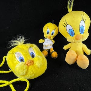 vintage Looney Tunes Warner Bros jaune Titi oiseau toge romaine bonnet peluche douce enfant fille sac à main