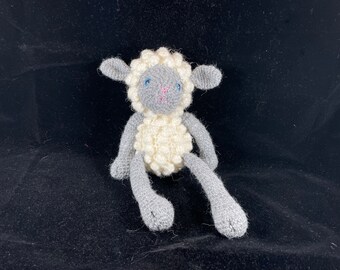 crochet knit Sheep Lamb Gray and white amigurumi Plush Stuffed nursery decor Baby shower child infant