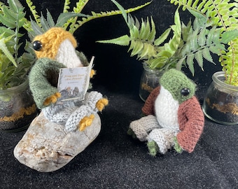 Frog and Toad are Friends Knit plush Frogs from the beloved book 100% cotton Green free Shipping!