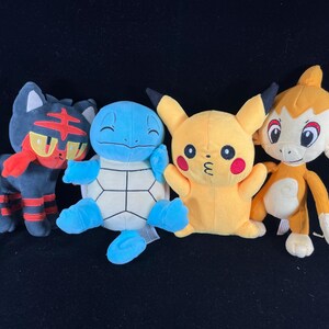 Official Tomy Pokemon Pikachu Chimchar Squirtle Litten Plush 8" Plush Stuffed Animal Toy Monkey Kitten Turtle