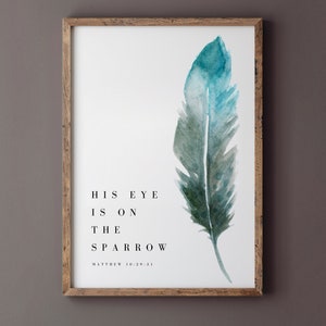 His Eye is on the Sparrow DIY Wall Art Art Prints Digital Prints Wall Decor image 2