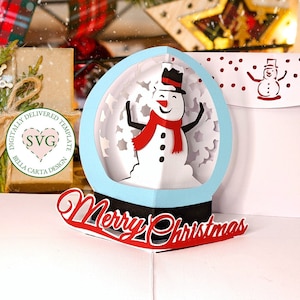 Sneeuwpop pop-up 3D-kaart SVG voor Cricut, silhouet