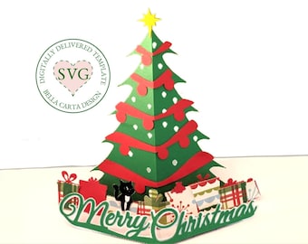 Julgrans popup-kort 3D SVG DIY Cricut