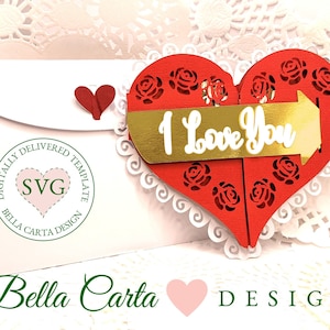 Cricut DIY用バレンタインハートゲートフォールドカードSVG