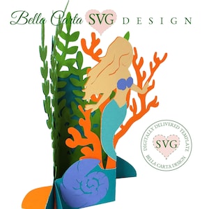 Sirène carte 3D modèle SVG fichier coupé pour Cricut et Silhouette