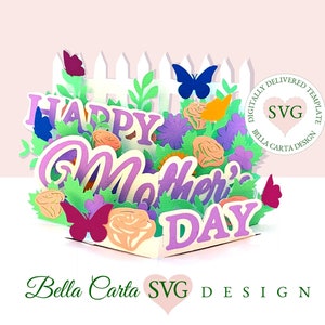 Mothers Day Garden 3D Pop Up Card SVG for Cricut