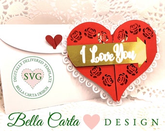 Valentine Heart Gate Fold Card SVG for Cricut DIY