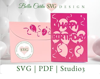 Biglietto SVG con palloncini di compleanno per Cricut e Silhouette