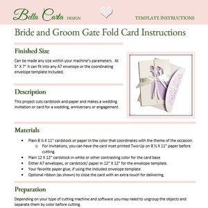 Bride and Groom Wedding Gate Fold Card SVG Cricut image 9