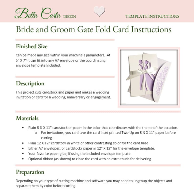 Bride and Groom Wedding Gate Fold Card SVG Cricut - Etsy