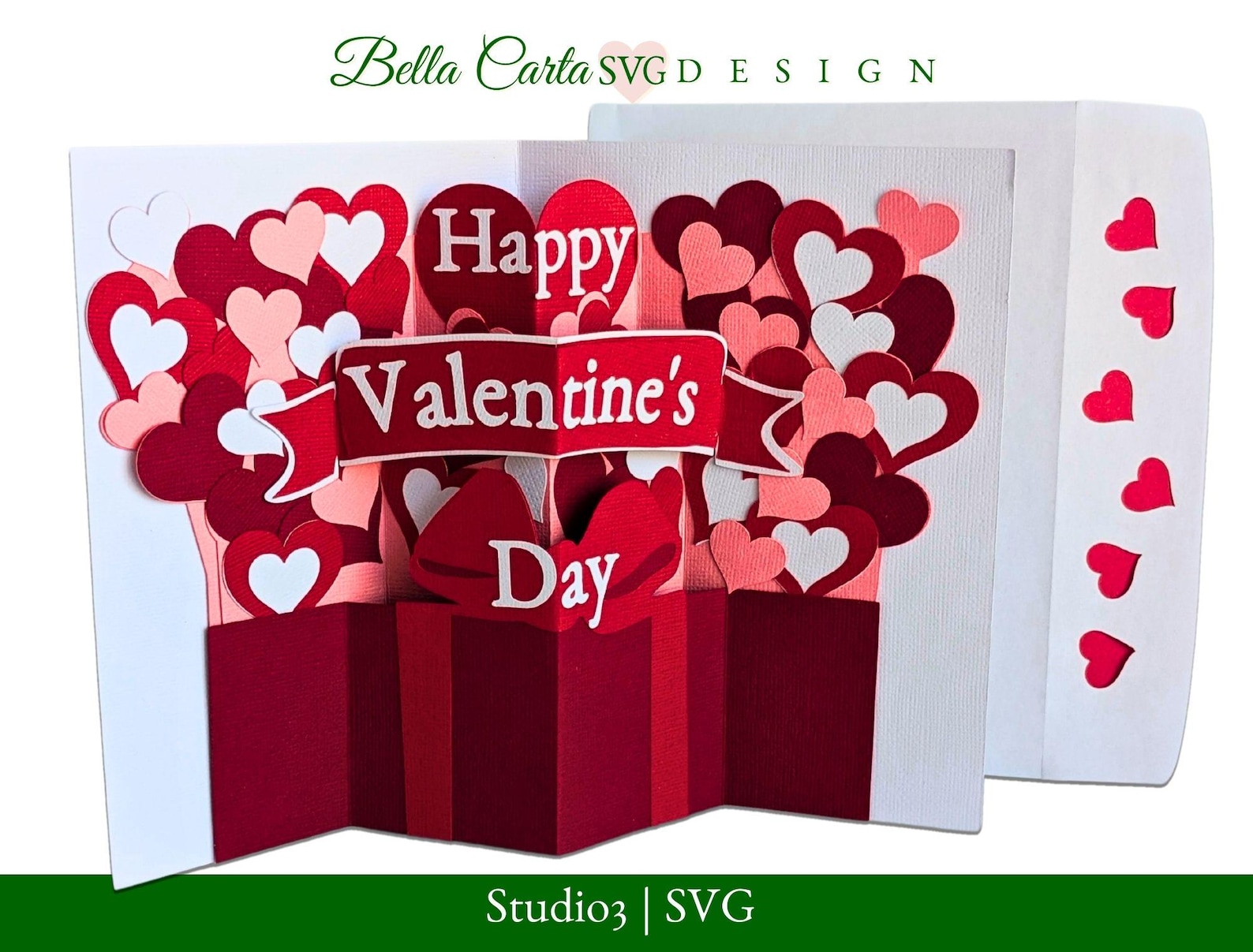 Valentine's Day Hearts Pop up Card SVG | Digital Project Template for ...