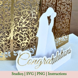 Elegant Pop-Up Wedding Card 3D SVG Template for Cricut and Silhouette Cutting Machines image 5