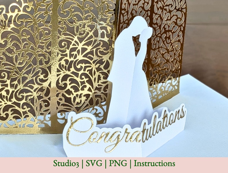 Elegant Pop-Up Wedding Card 3D SVG Template for Cricut and Silhouette Cutting Machines image 5
