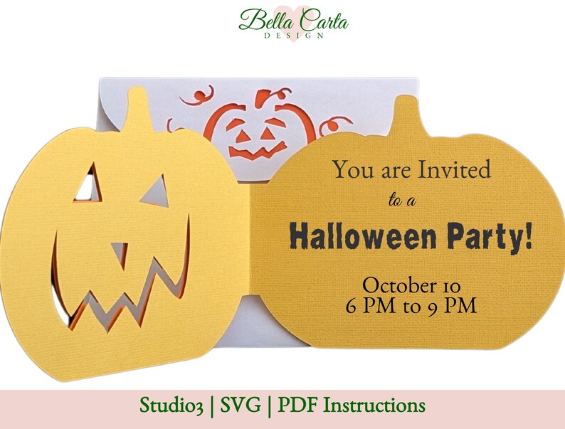 3D Jack O Lantern Halloween Card SVG | DIY Pumpkin Invitation for ...