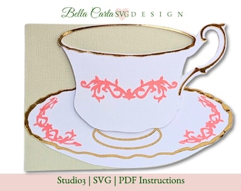 Tea Cup Card, 3D SVG Template for Cricut, Silhouette, and Laser Cutters, DIY Birthday, Mother’s Day, Tea Party Invitation